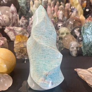Amazonite  flame freeform 5 1/2 inches like 2 inches beautiful aqua color